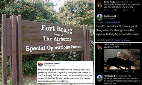 quinnfinite fort bragg|Lewd Fort Bragg tweets came from administrator after。